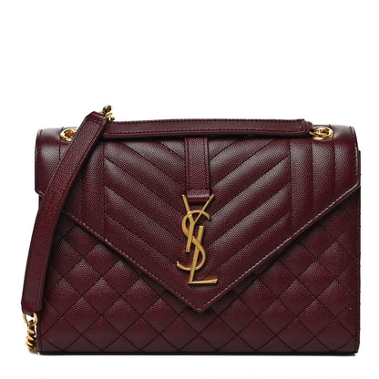 Saint Laurent Grain De Poudre Textured Mixed Matelasse Medium Triquilt Monogram Satchel Rouge Legion 1 of 8