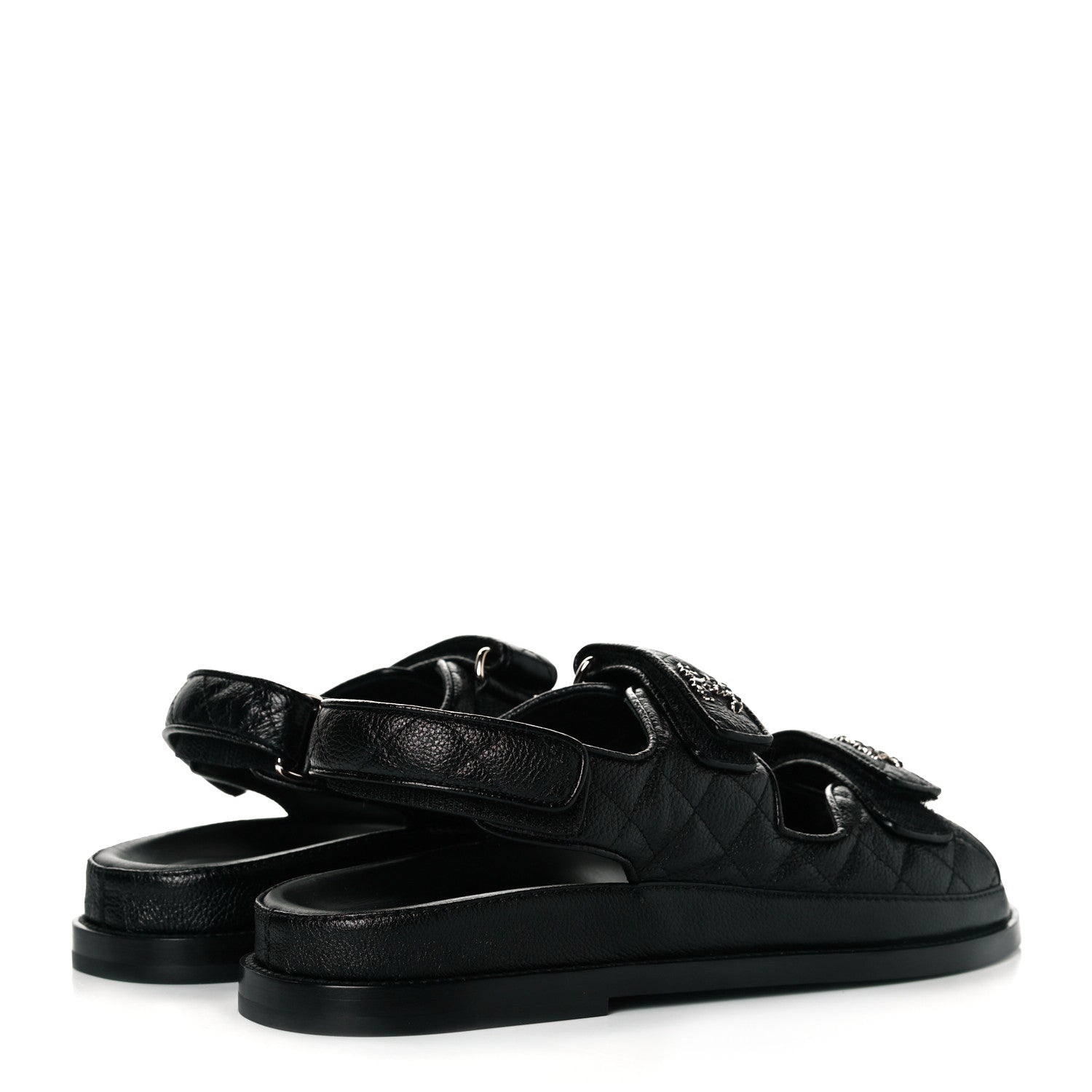 Chanel Grained Calfskin Velcro Dad Sandals 39 Black 4 of 9