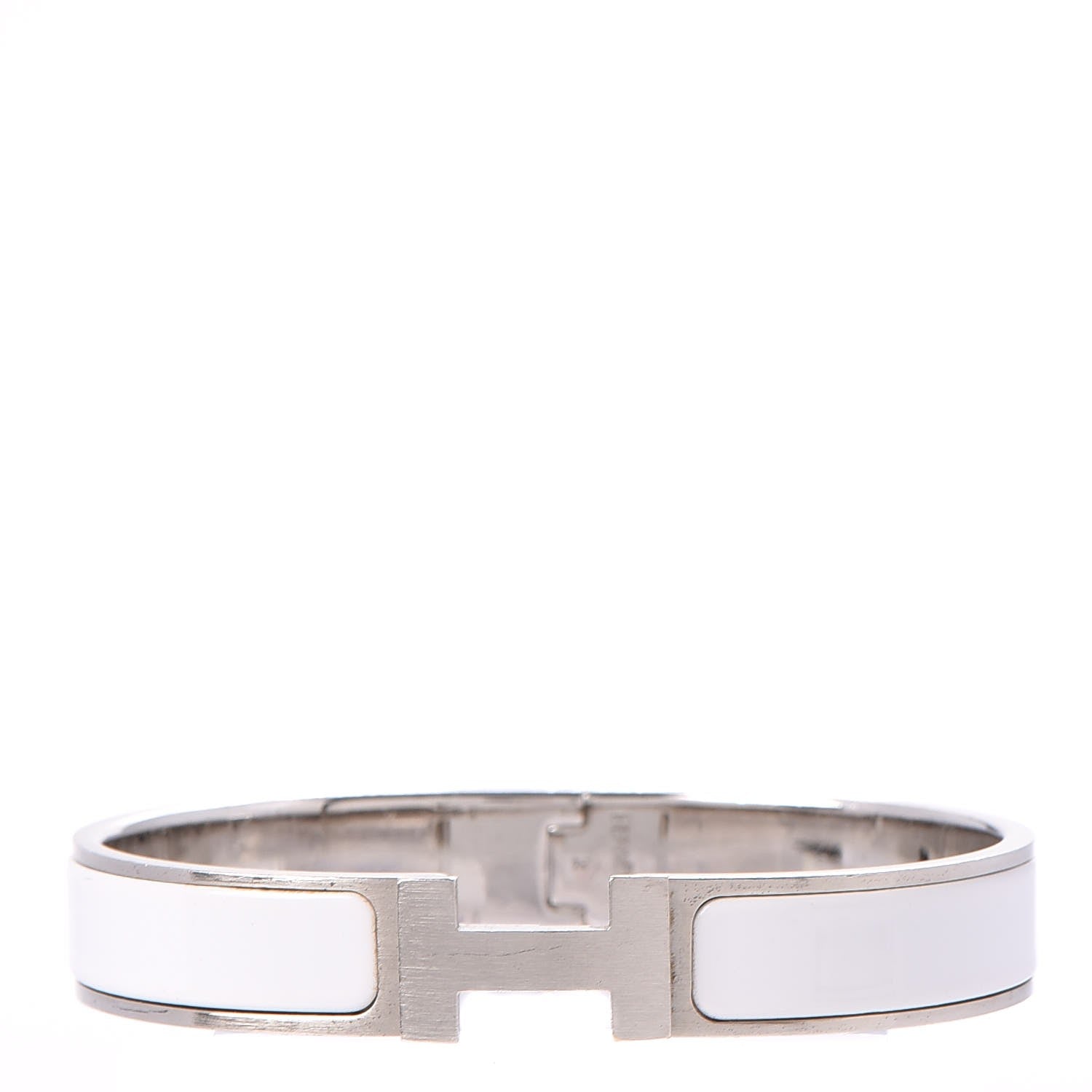 Hermes Matte Enamel Narrow Clic Clac HH Bracelet GM White 1 of 6