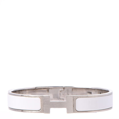 Hermes Matte Enamel Narrow Clic Clac HH Bracelet GM White 1 of 6