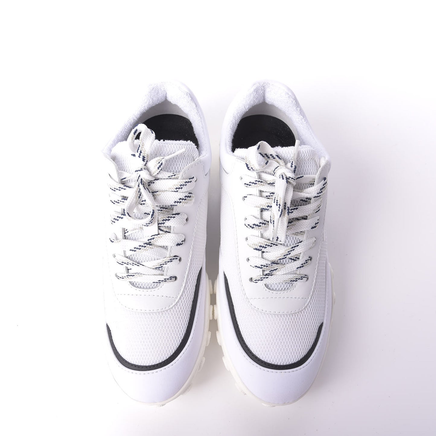 Calfskin Mesh Lycra Womens Logo Sneakers 38 White