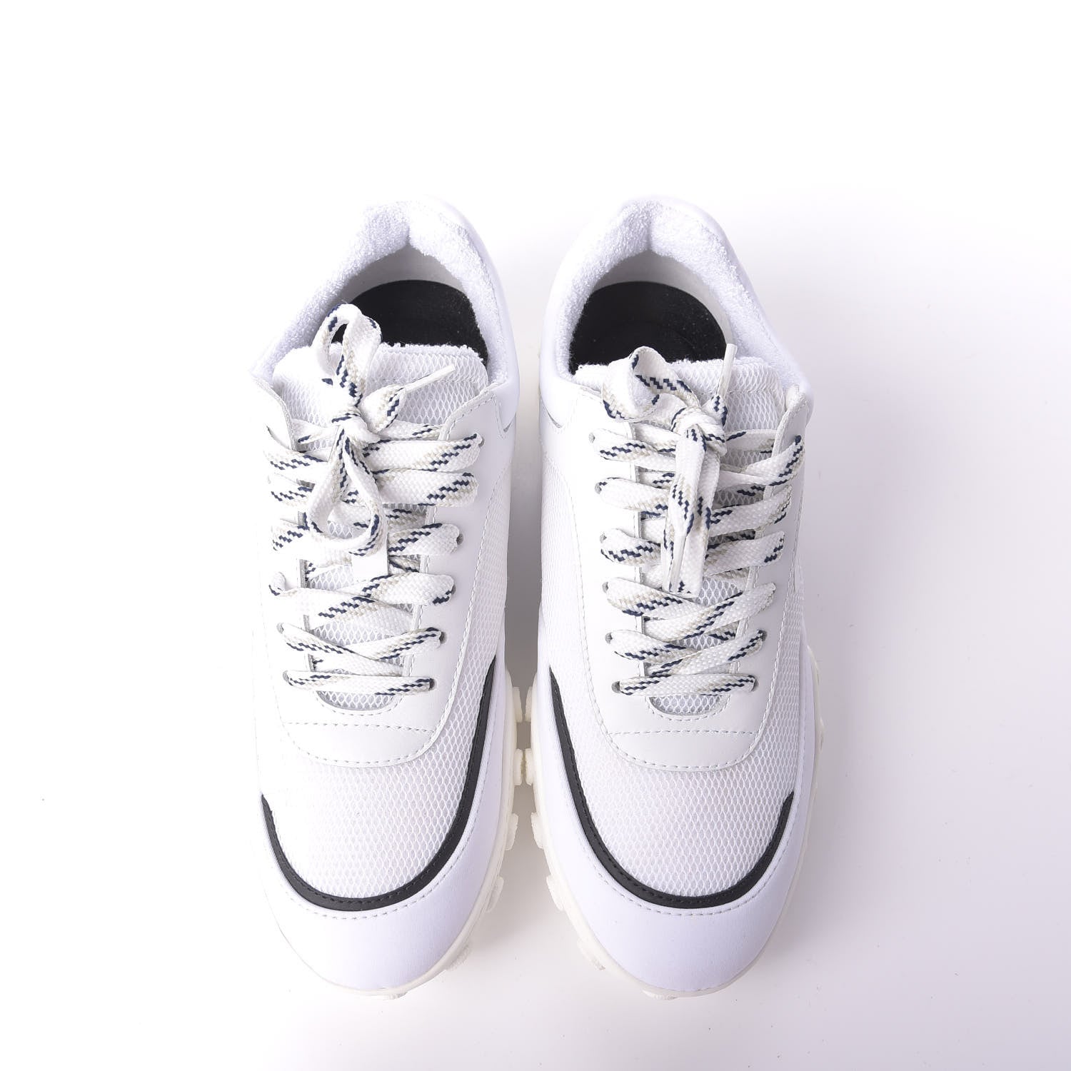 Chanel Calfskin Mesh Lycra Womens Logo Sneakers 38 White 5 of 10