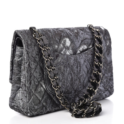 Chanel Metallic Brocade Quilted Medium Double Flap Dark Grey 3 of 11