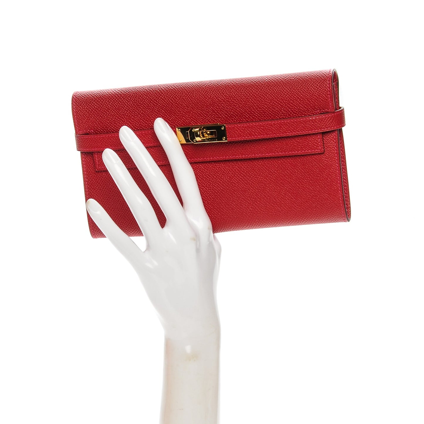 Epsom Kelly Longue Wallet Rouge Casaque