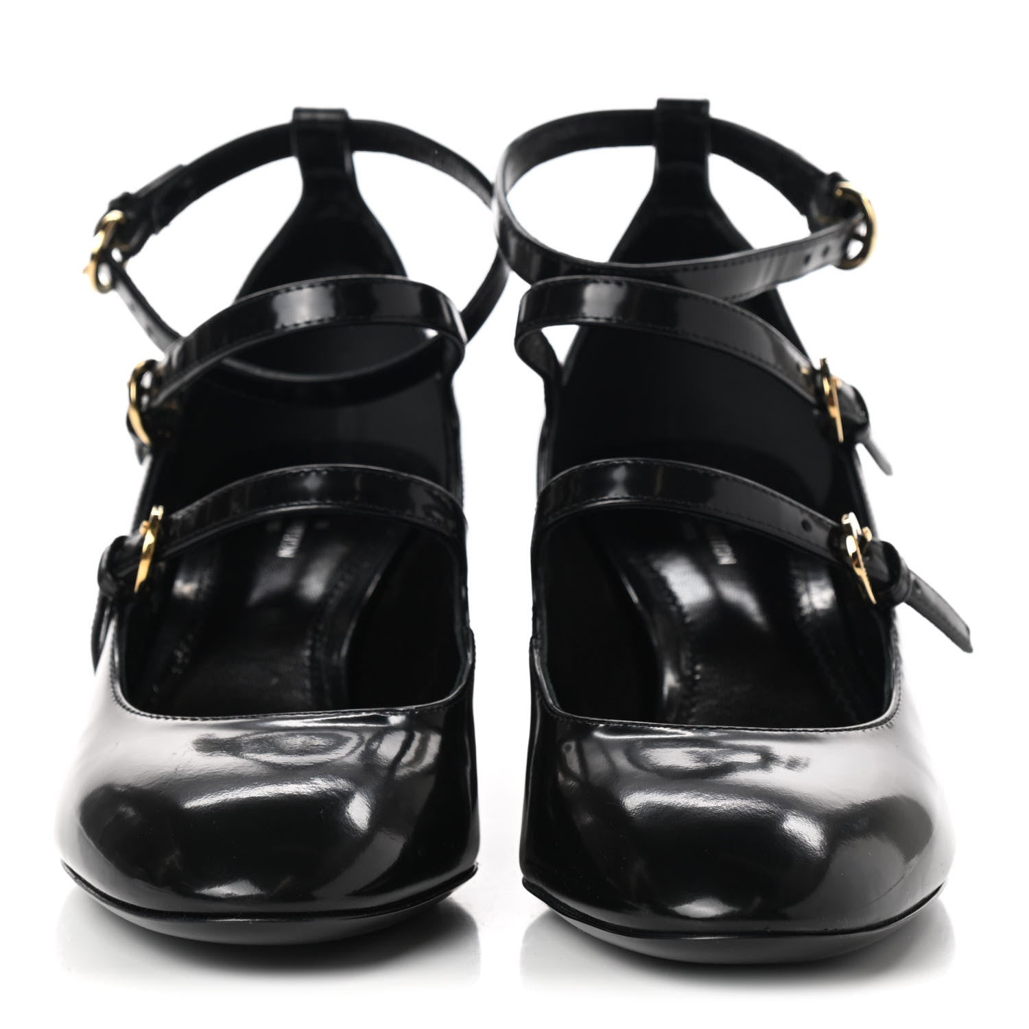 Louis Vuitton Glazed Calfskin Bliss Multistrap Pumps 37 Black 2 of 8
