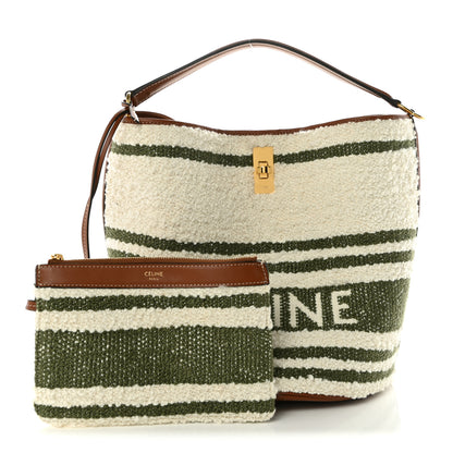 Celine Canvas Smooth Calfskin Logo Bucket 16 Bag Khaki Beige Tan 3 of 11