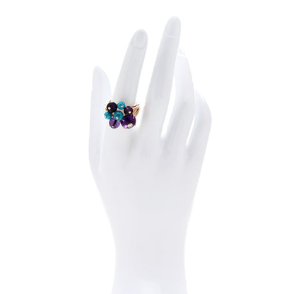 Cartier 18K Rose Gold Diamond Turquoise Amethyst Les Delices de Goa Ring 56 7.5 2 of 6