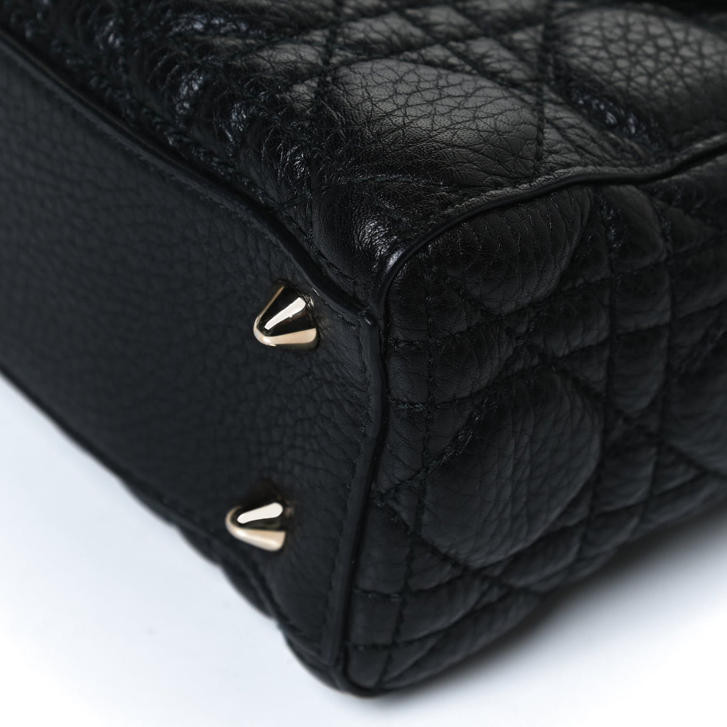Grained Calfskin Cannage Small Supple Lady Dior Black