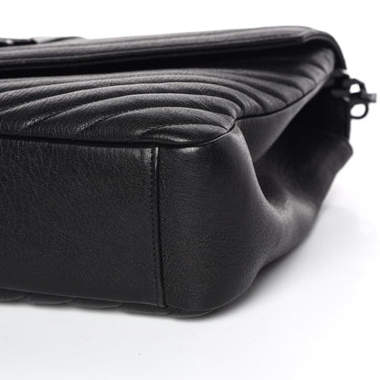 Saint Laurent Sheepskin Matelasse Chevron Monogram Monochrome Large College Satchel Black 7 of 10