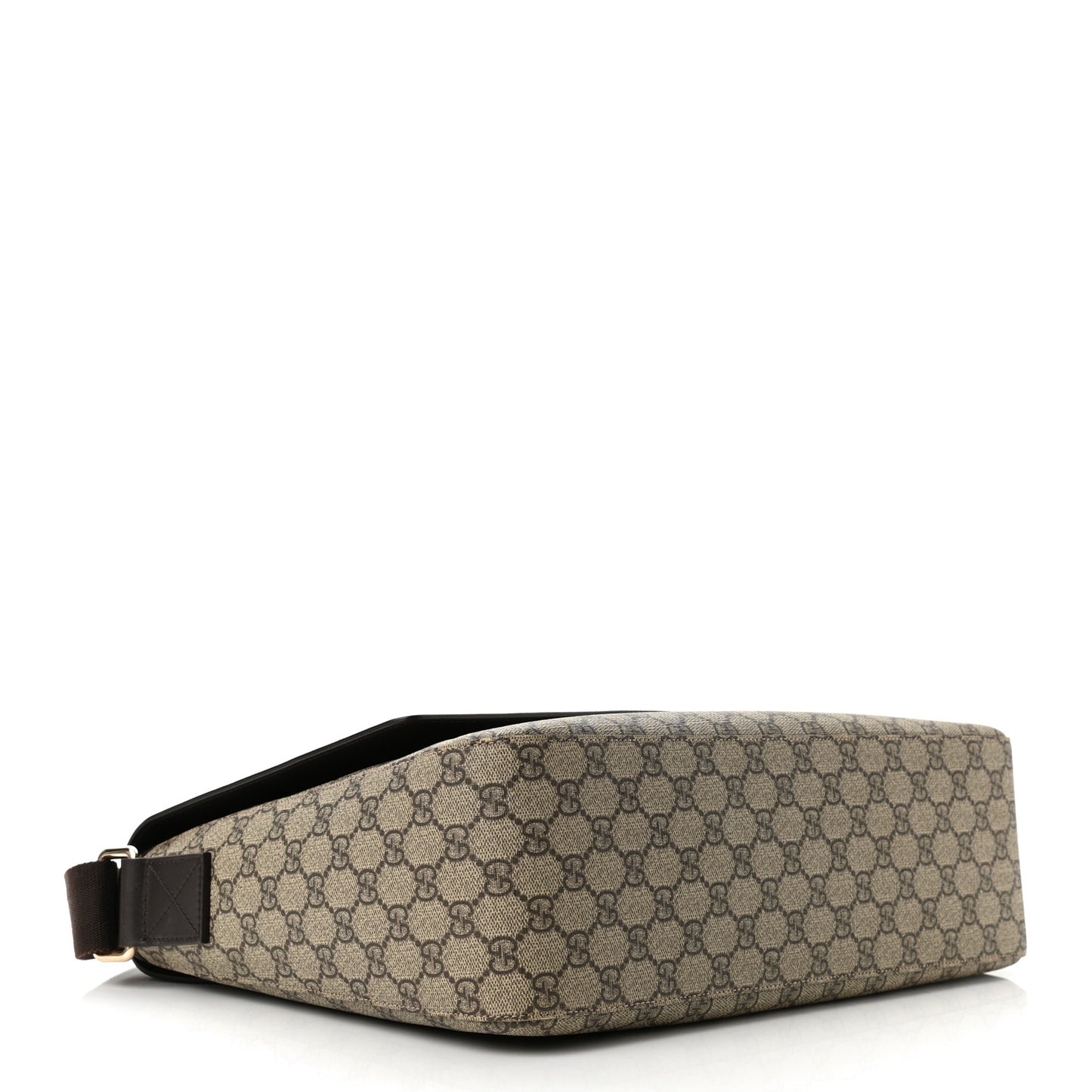 GG Supreme Monogram Selleria Calfskin Large Satchel Messenger Bag Beige Ebony Cocoa Dark Chocolate