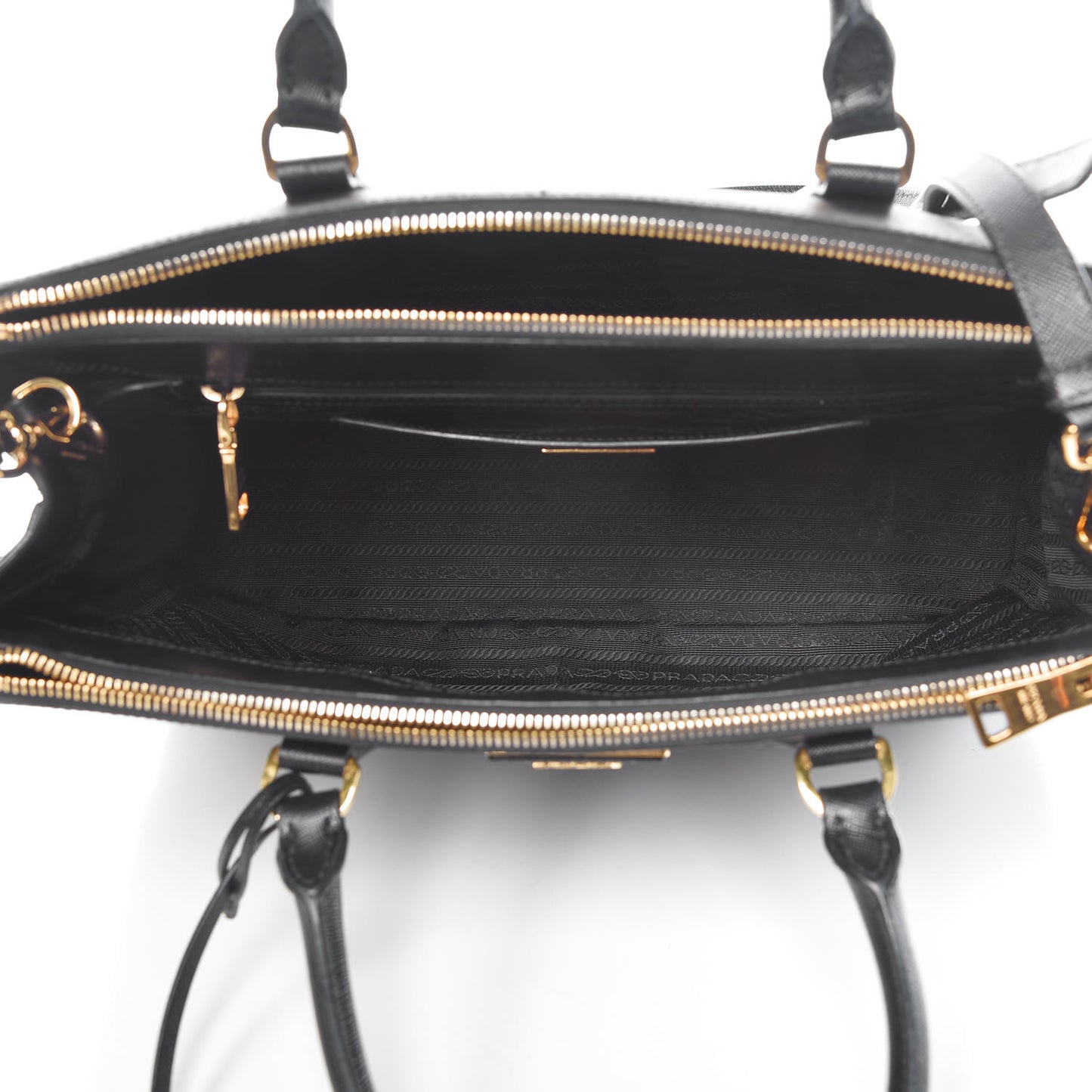 Saffiano Medium Galleria Double Zip Tote Black