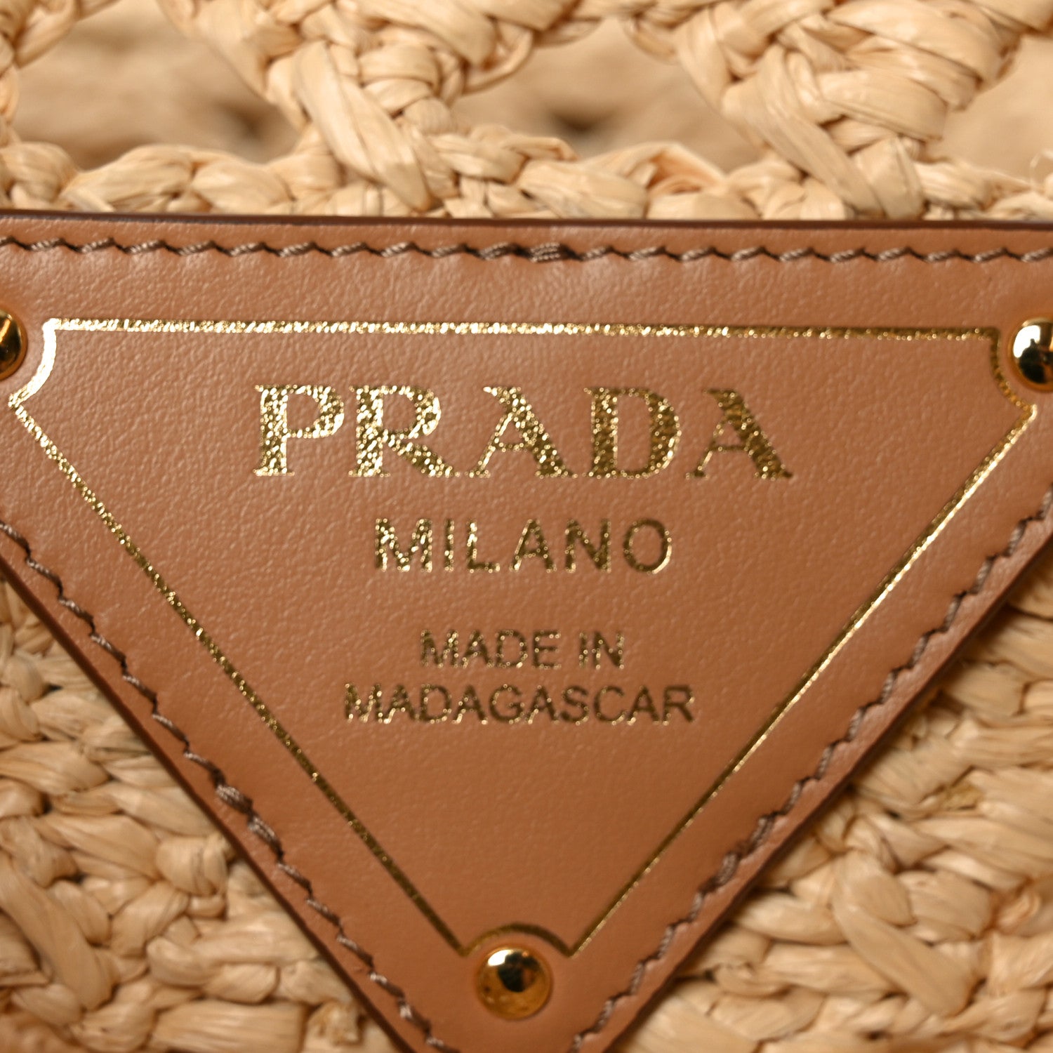 Prada Yarn Raffia Effect Embroidered Logo Tote Naturale 5 of 8