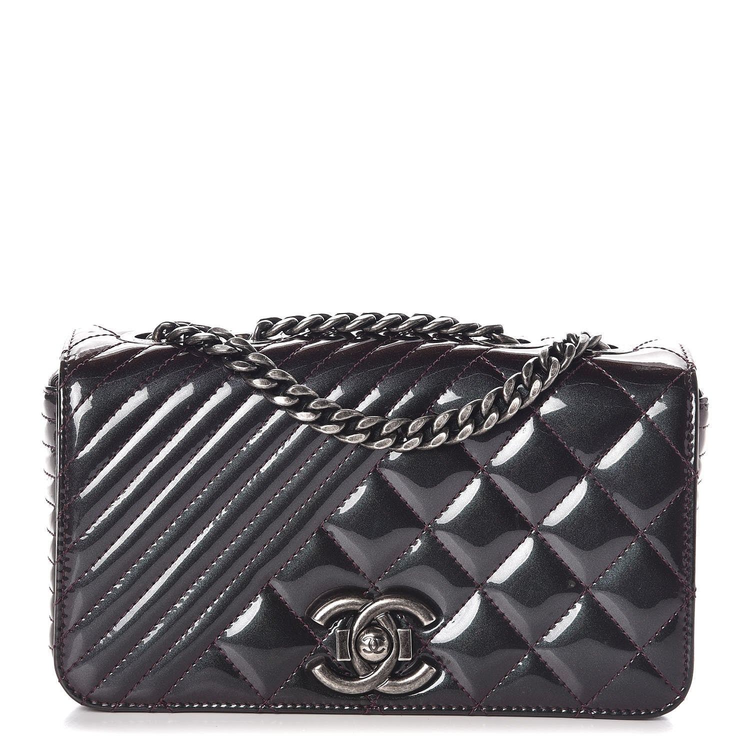 Chanel Iridescent Patent Quilted Small Coco Boy Flap Purple 1 of 7