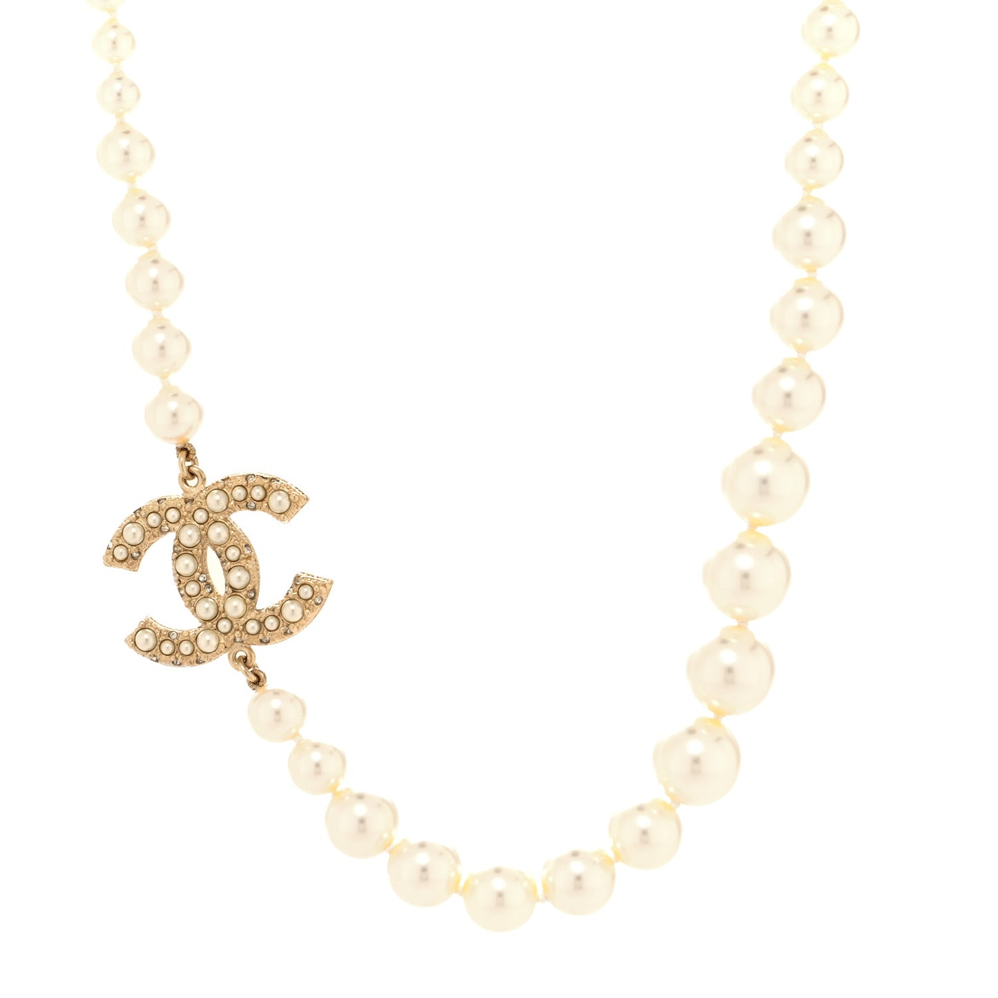 Pearl CC 100th Anniversary Necklace Light Gold