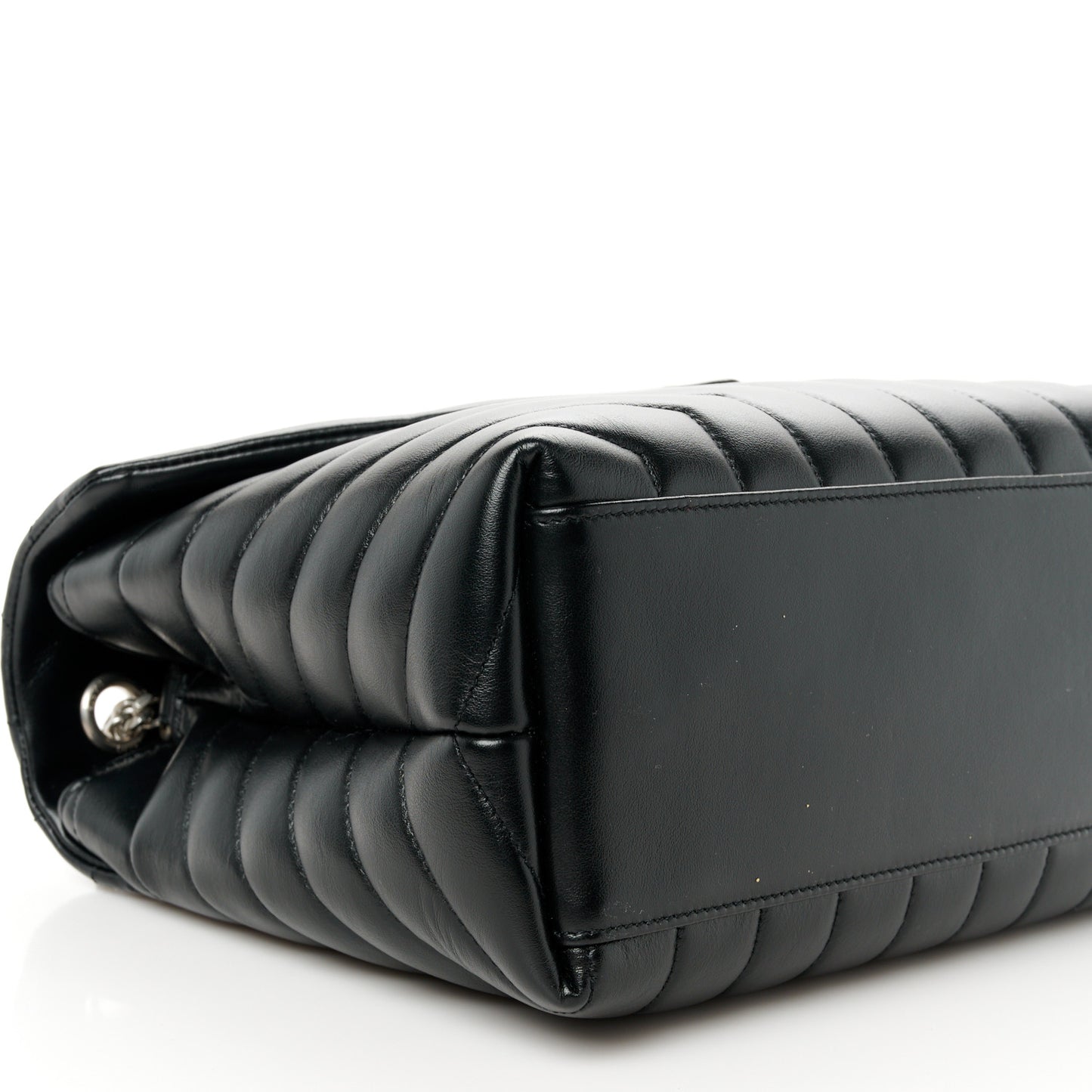 Calfskin Y Quilted Monogram Medium Loulou Chain Satchel Black