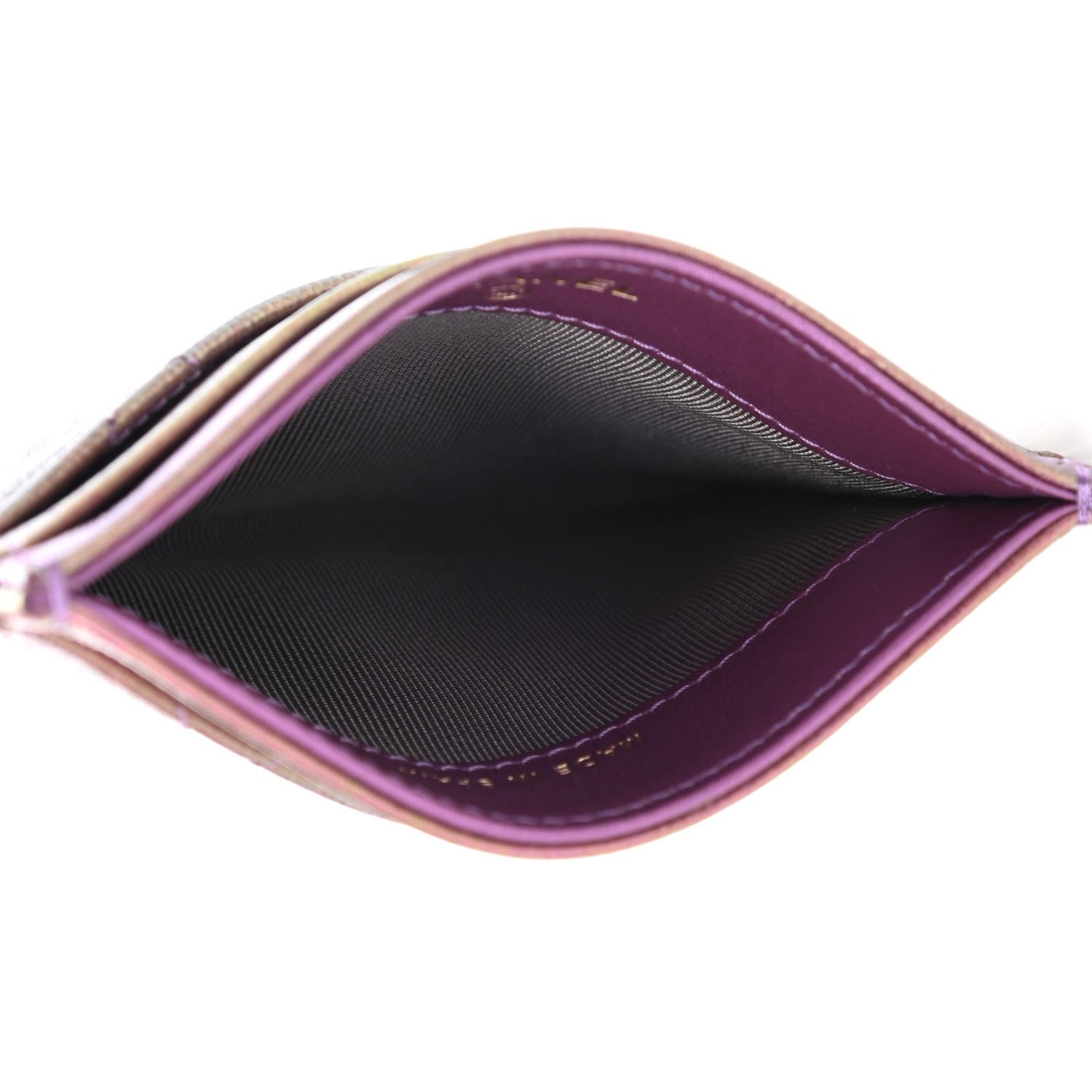 Chanel Iridescent Lambskin Quilted Card Holder Purple 5 of 7