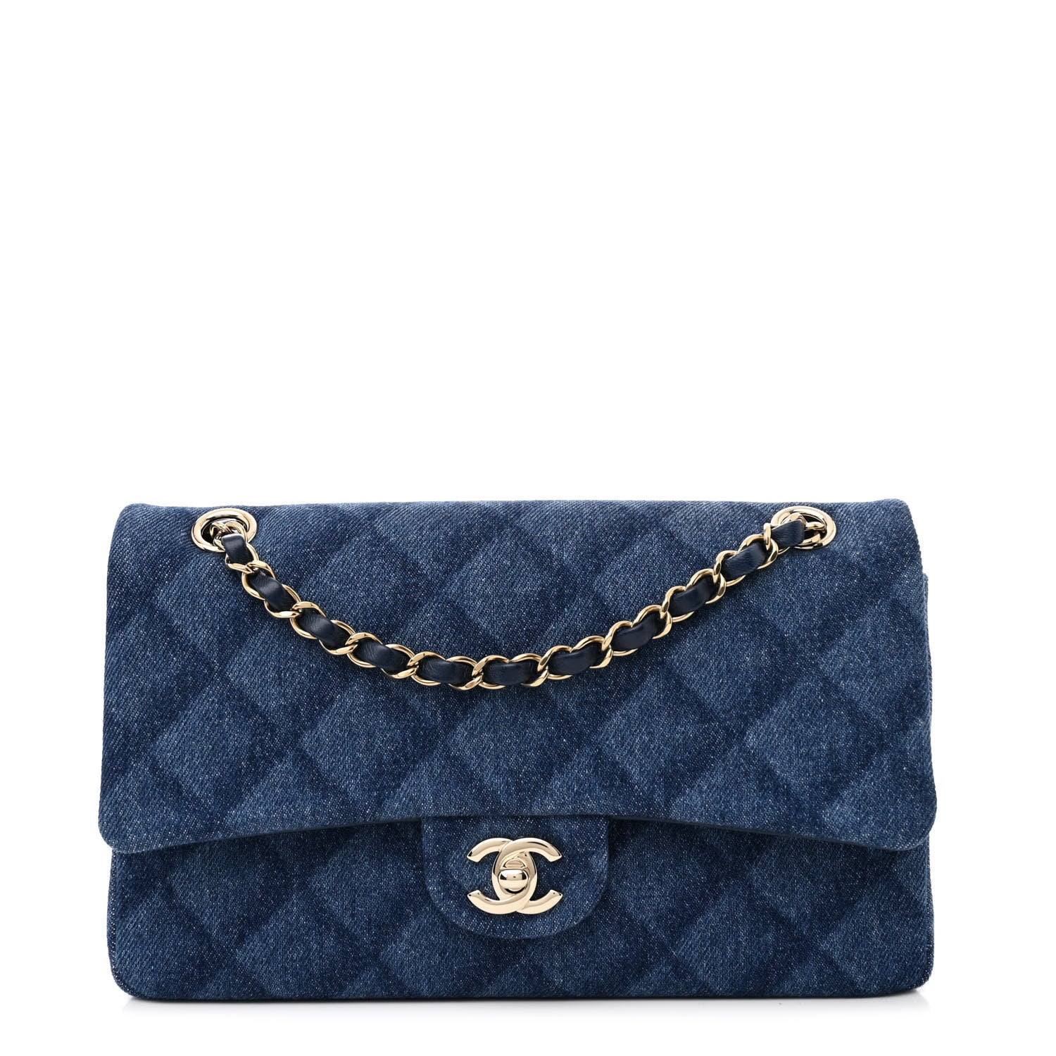 Chanel Printed Denim Quilted Medium Double Flap Dark Blue 1 of 10