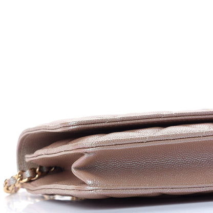 Chanel Iridescent Caviar Quilted Wallet On Chain WOC Beige 9 of 10