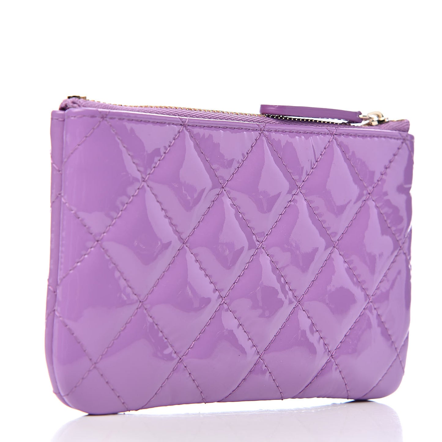 Patent Quilted Small Cosmetic Case Purple