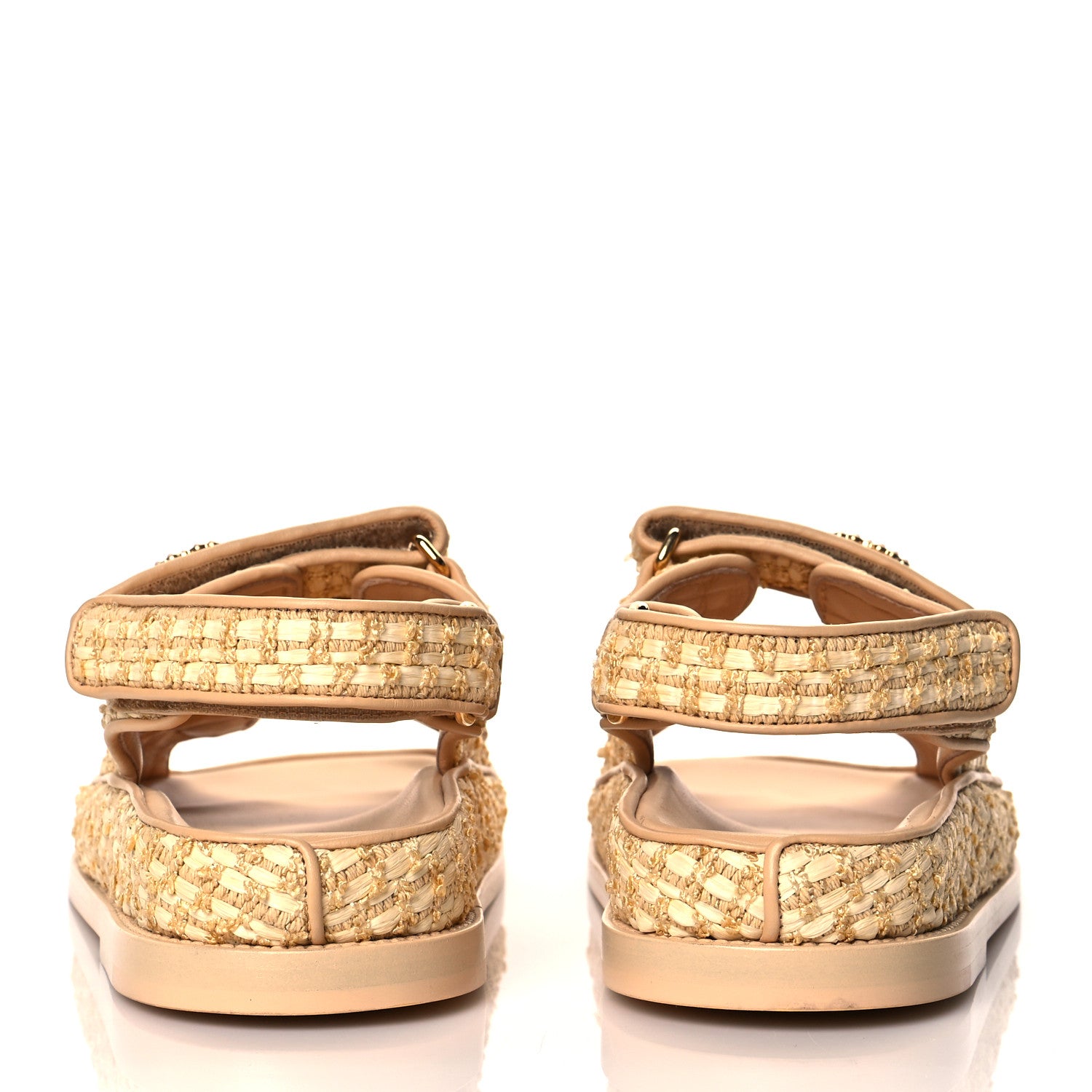 Chanel Braided Fabric Velcro Dad Sandals 35.5 Beige 5 of 13