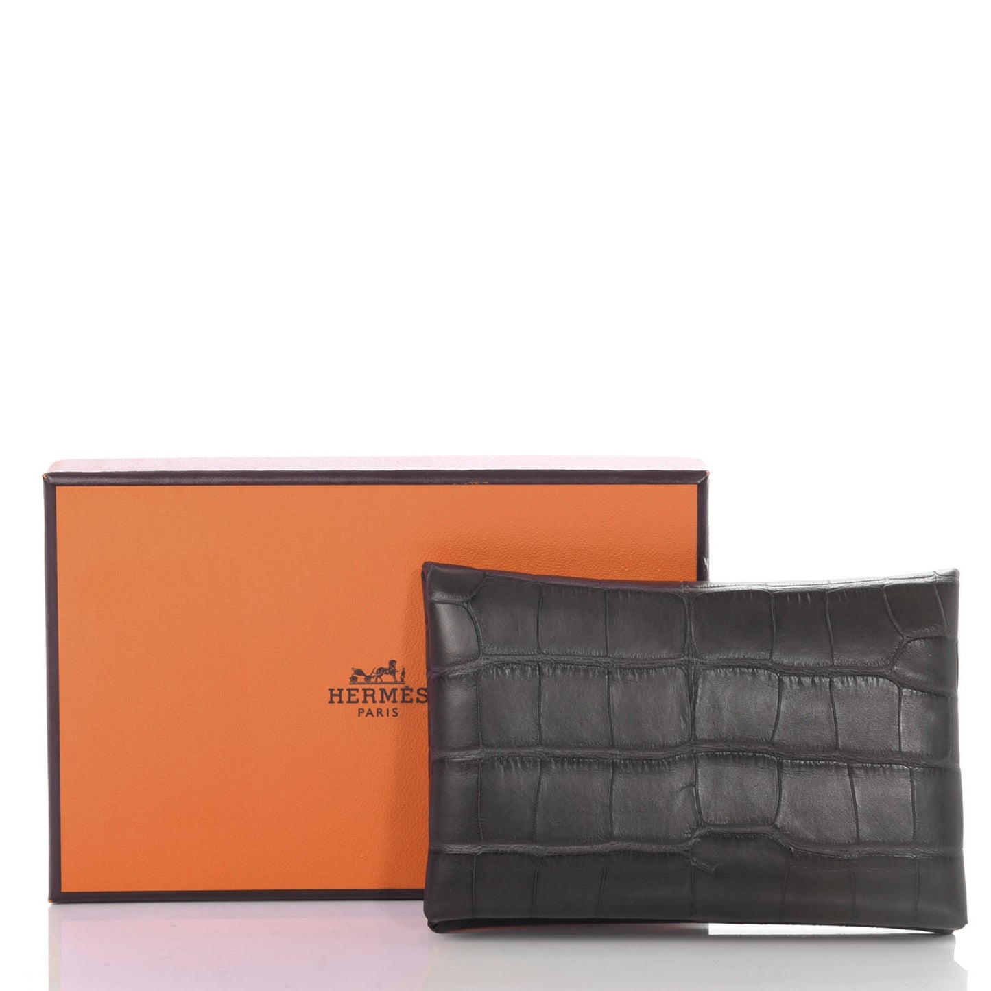 Matte Alligator Calvi Card Case Graphite