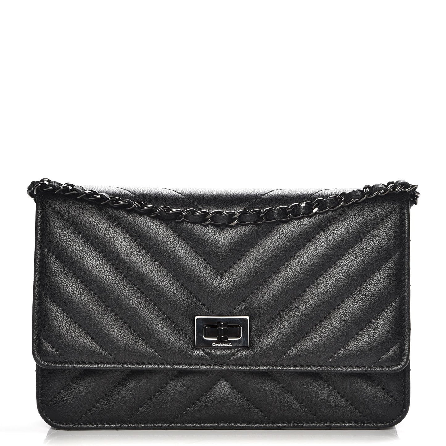 Sheepskin Chevron Reissue Wallet On Chain WOC So Black