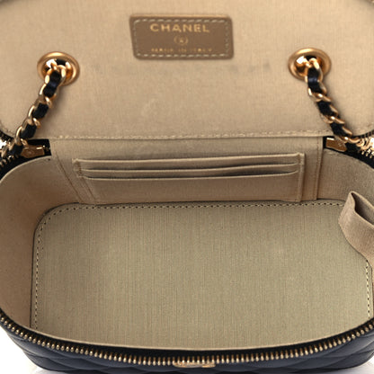 Chanel Lambskin Quilted Pearl Crush Small Vanity Case With Chain Black 6 of 13