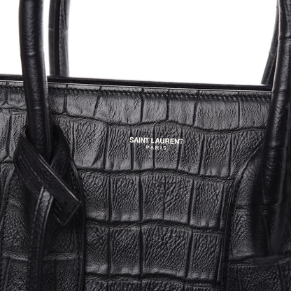 Saint Laurent Calfskin Crocodile Embossed Small Sac de Jour Black 7 of 11