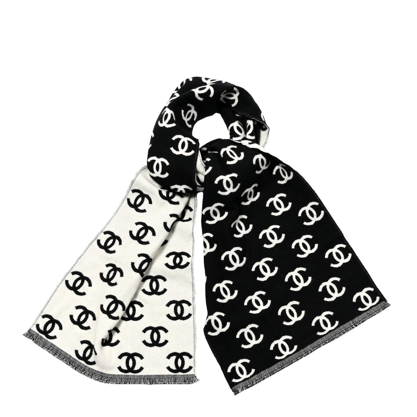 Wool Cashmere CC Scarf Black White