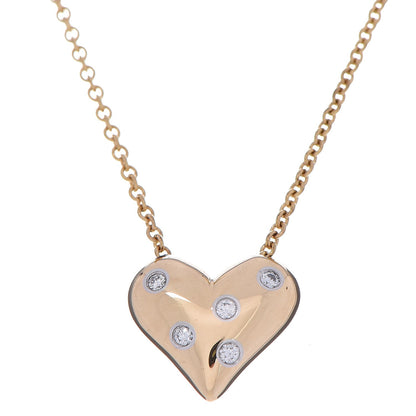 Tiffany 18K Yellow Gold Platinum Diamond Etoile Heart Pendant Necklace 4 of 7