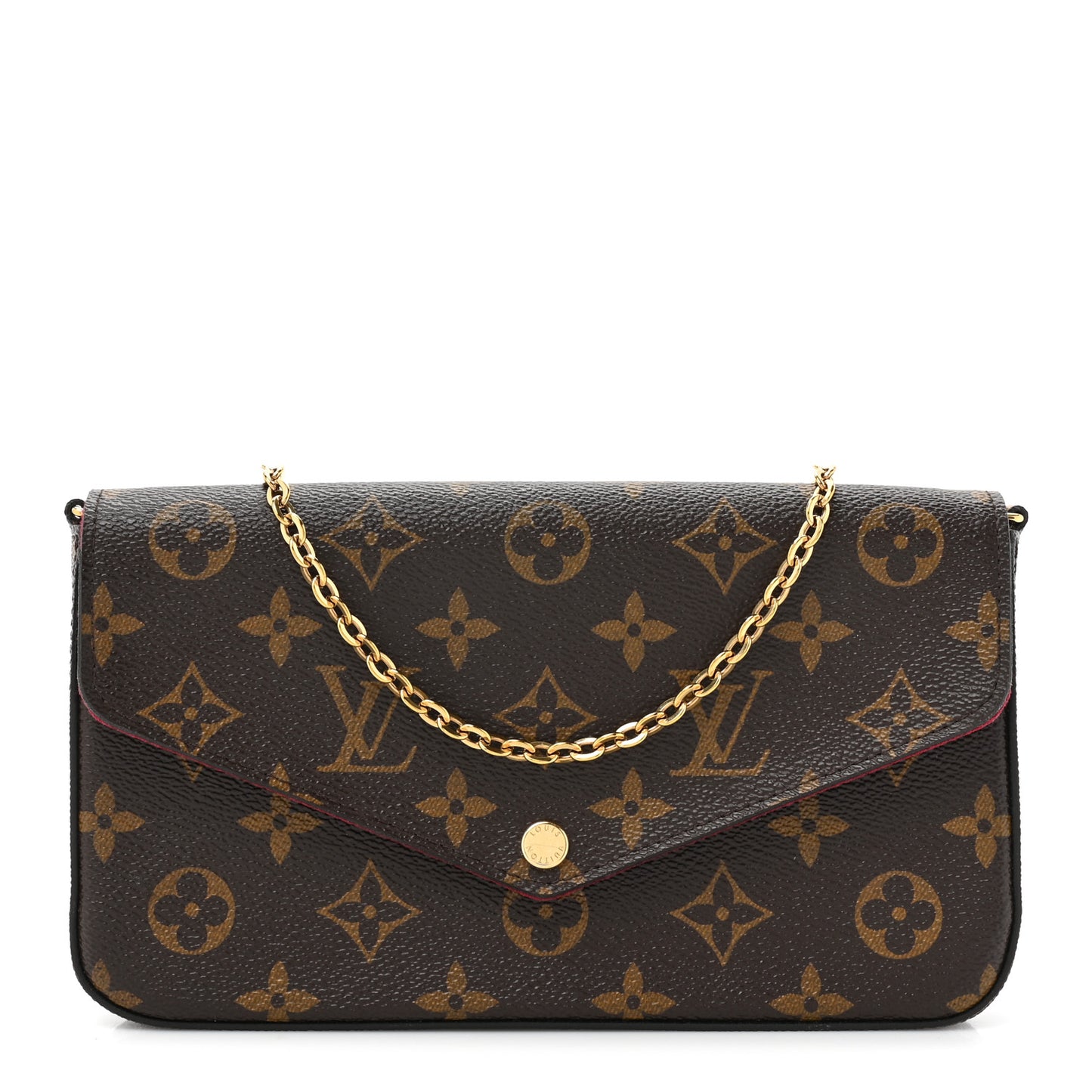 LOUIS VUITTON Monogram Pochette Felicie Chain Wallet Fuchsia