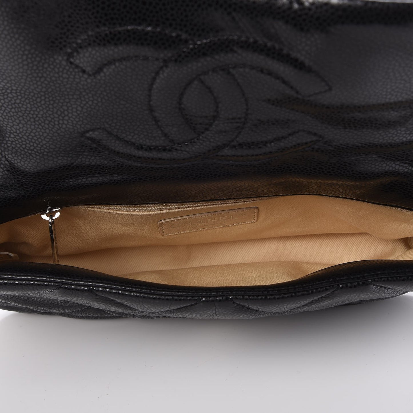 Glazed Caviar Quilted Small Nature Flap Bag Black