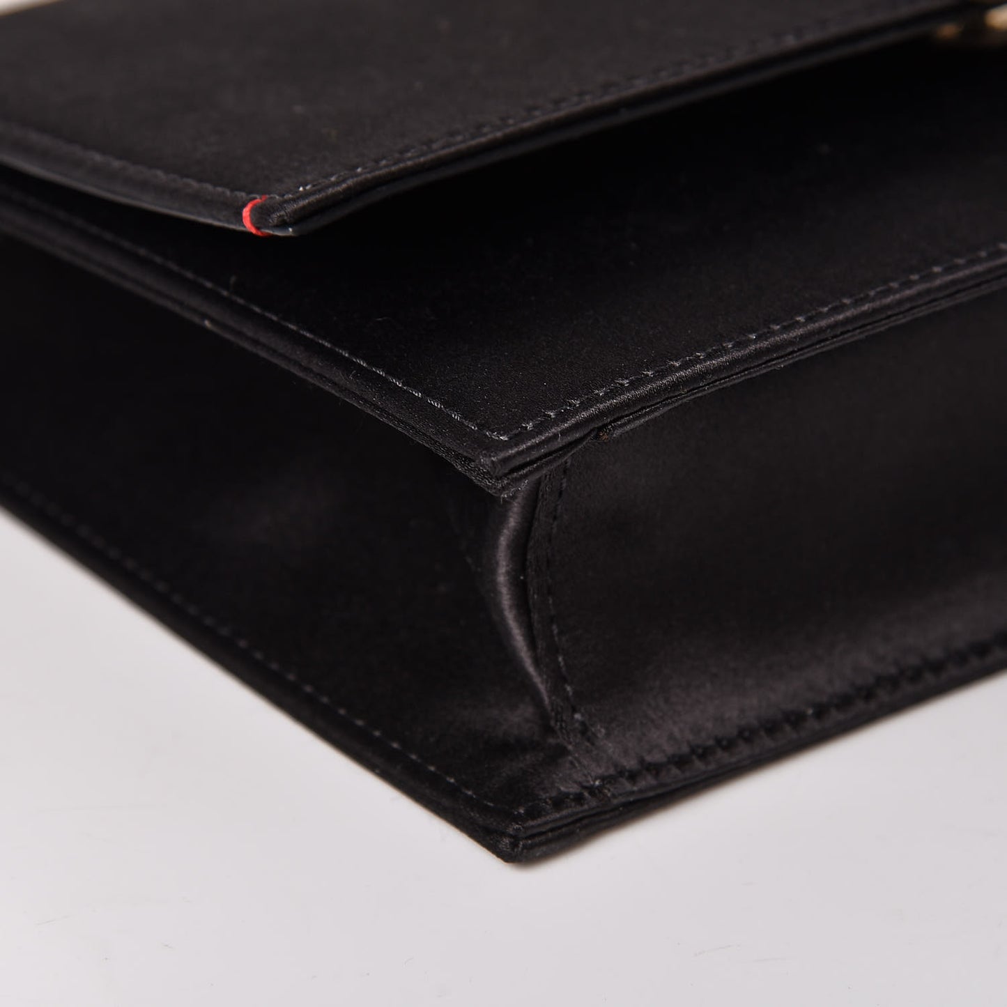 Silk Satin Small VCase Shoulder Bag Black