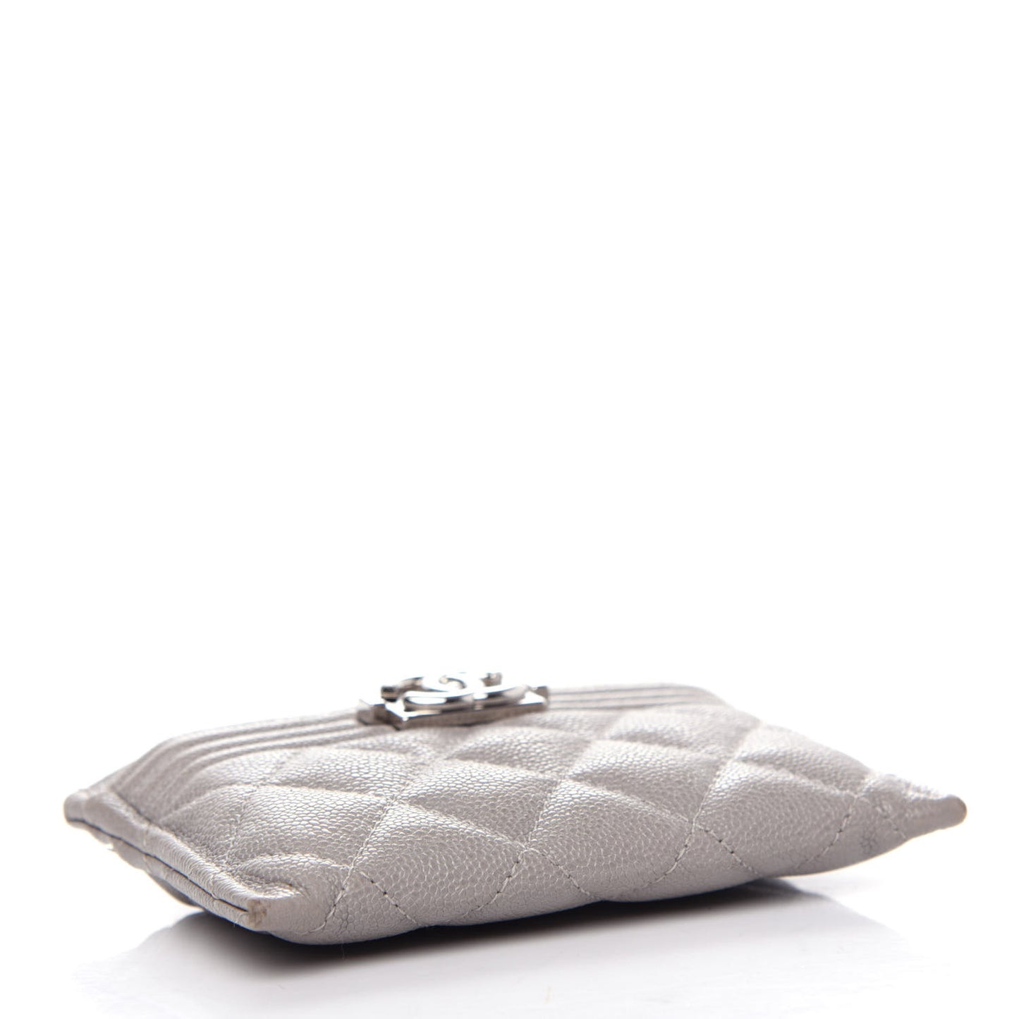 Caviar Quilted Boy Card Holder Grey