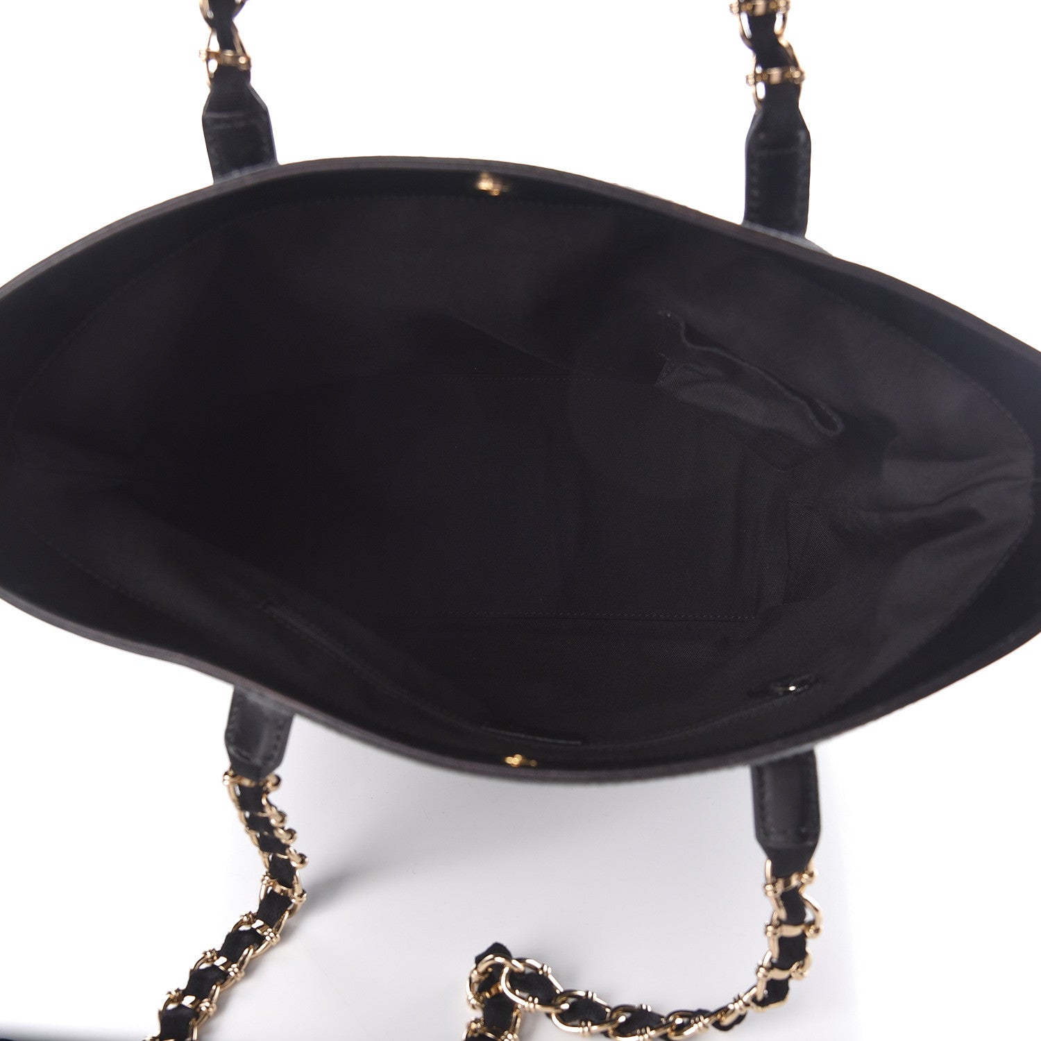 Gucci Denim Monogram Chain Bucket Tote Black 5 of 10