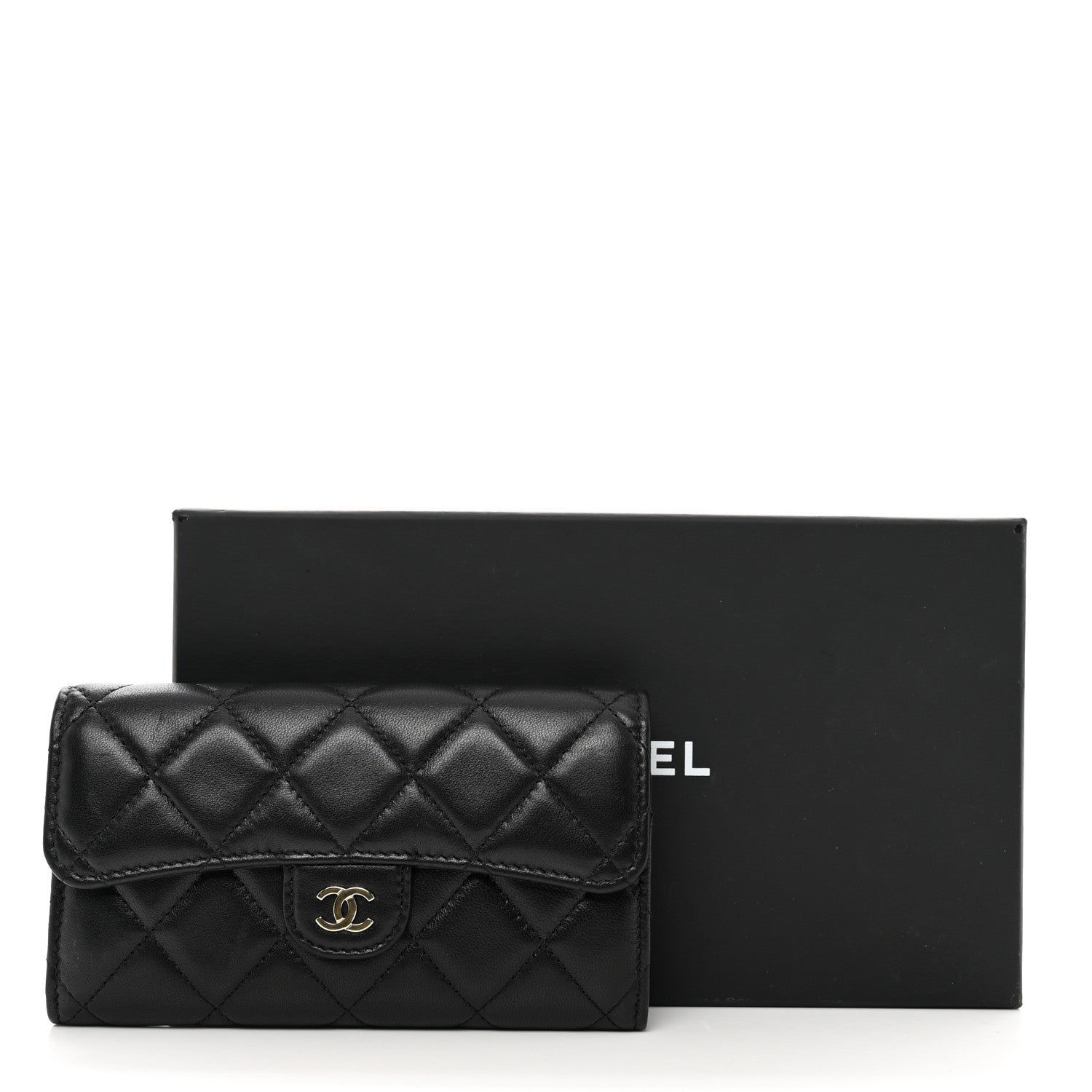 Chanel Lambskin Quilted Medium Flap Wallet Black 10 of 10