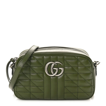 Gucci Calfskin Matelasse Aria Small GG Marmont Chain Shoulder Bag Military Wood 1 of 10