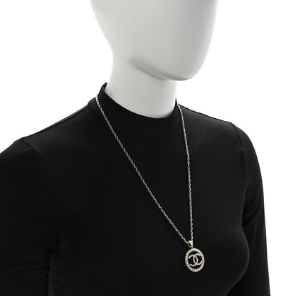 Chanel Pearl CC Round Pendant Necklace Gold 2 of 6