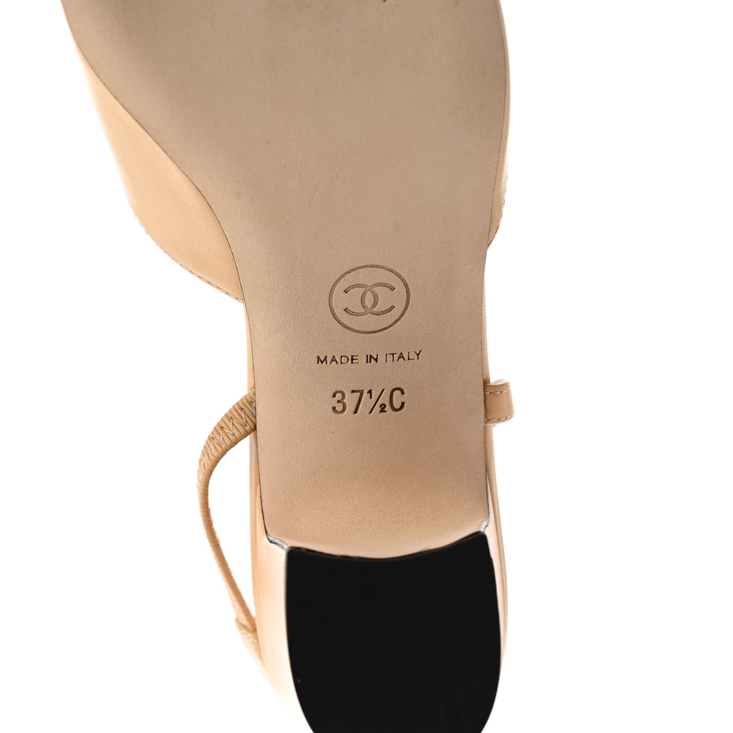 Goatskin Grosgrain Cap Toe CC Slingback Pumps 37.5 Beige Black