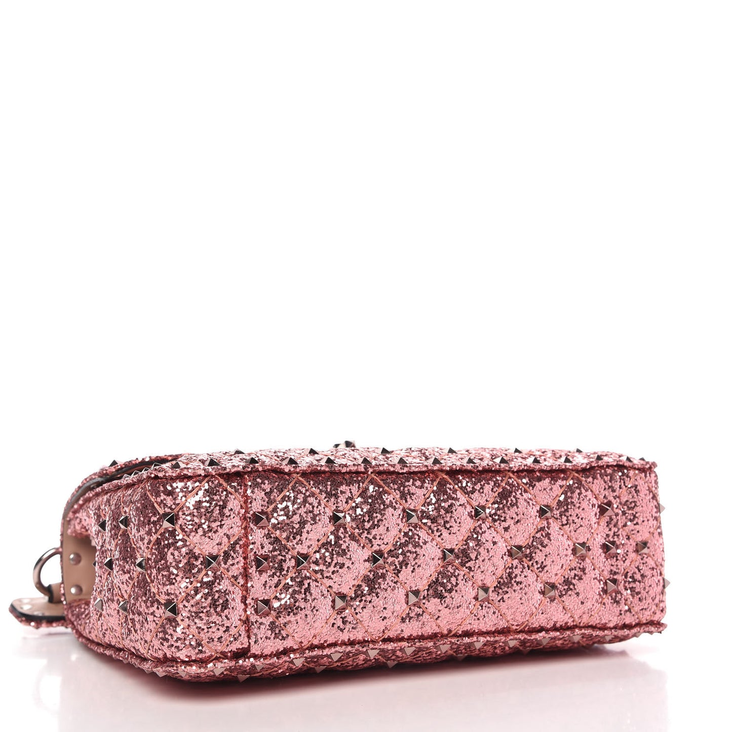 Glitter Medium Rockstud Spike Shoulder Bag Antique Pink