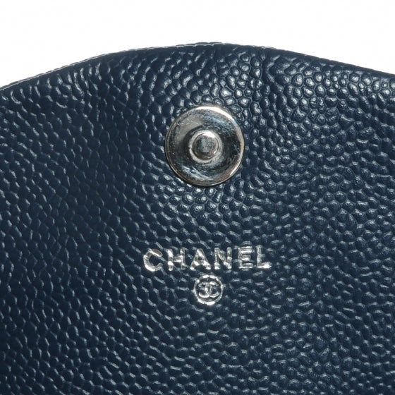 Caviar Half Moon Wallet On Chain Navy Blue