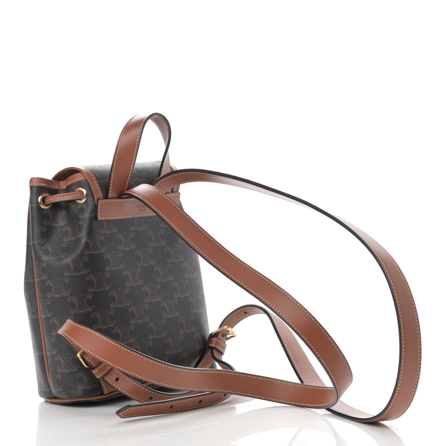 Celine Triomphe Canvas Calfskin Mini Folco Backpack Tan 3 of 10