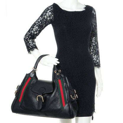 Gucci Leather Medium Web Heritage Shoulder Bag Black 2 of 7