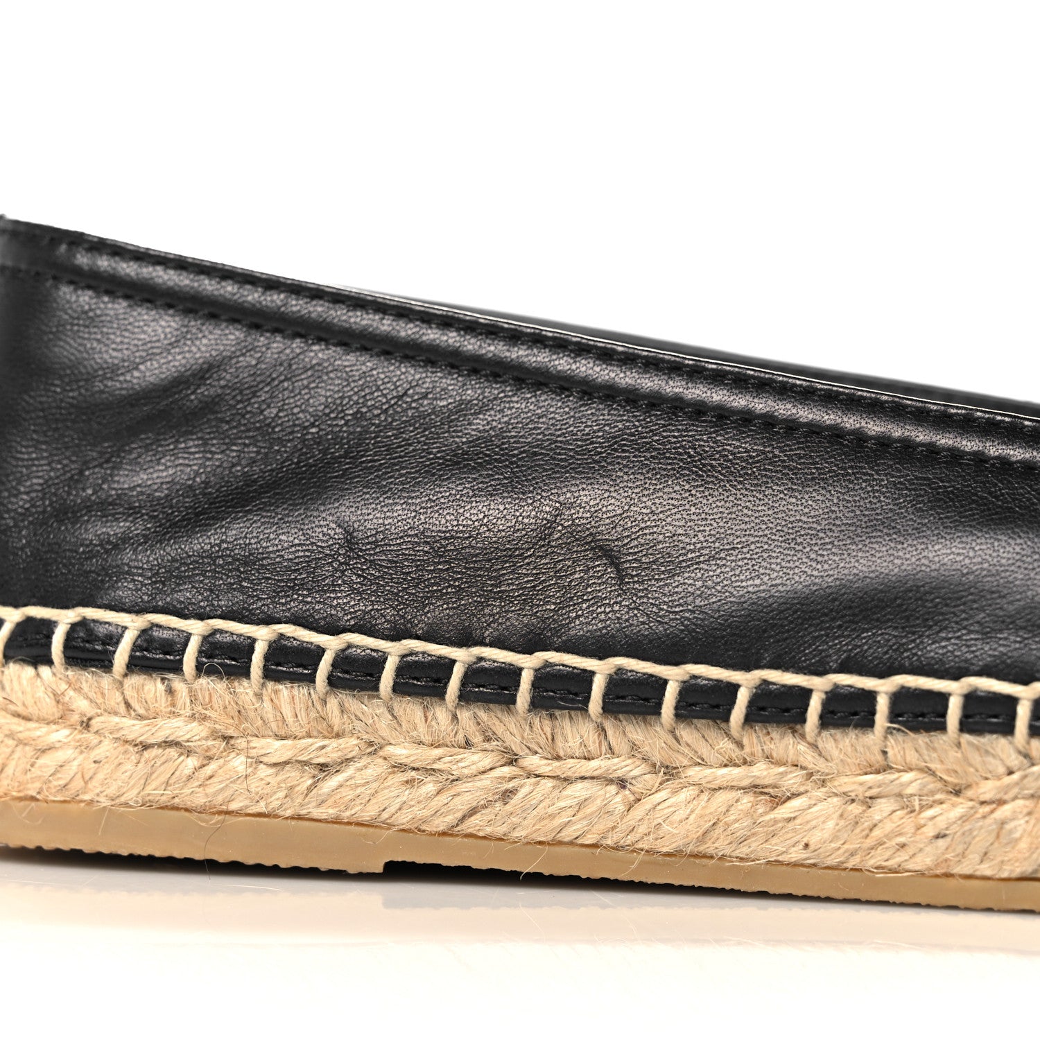 Saint Laurent Lambskin Monogram Espadrilles 37.5 Black 9 of 10