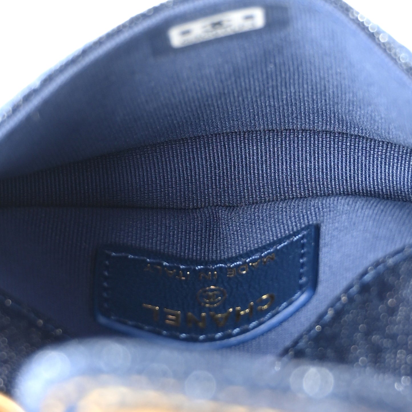 Denim Quilted Double You Flap Bag Charm Blue