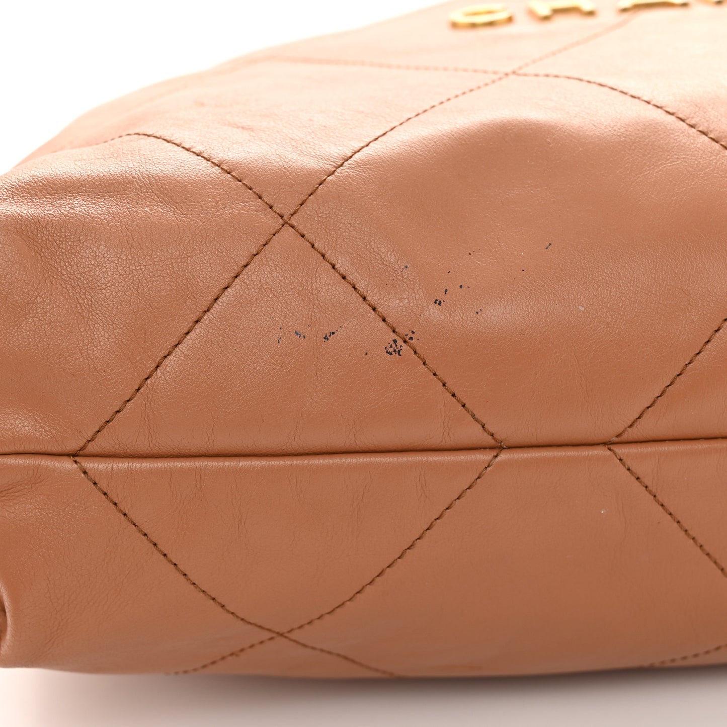 Shiny Calfskin Quilted Chanel 22 Camel