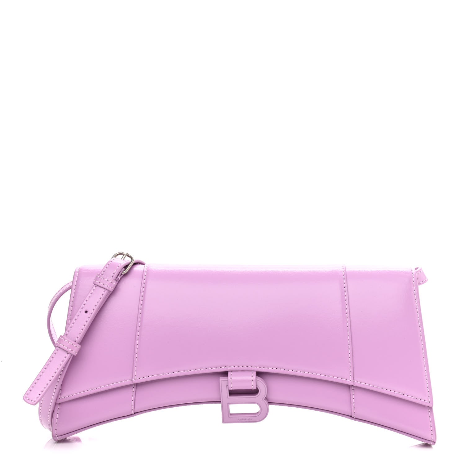 Balenciaga Shiny Box Calfskin Tonal B Hourglass Stretch Sling Shoulder Bag Lilac 1 of 11