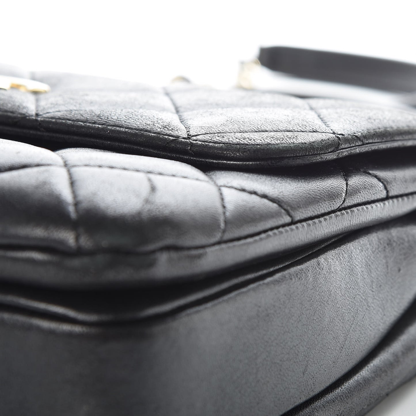 Lambskin Quilted Small Trendy CC Dual Handle Flap Bag Black