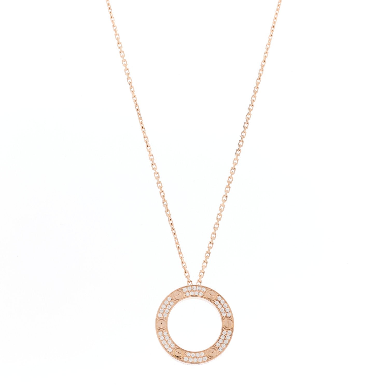 Cartier 18K Pink Gold Diamond LOVE Paved Necklace 1 of 8