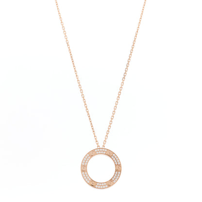 Cartier 18K Pink Gold Diamond LOVE Paved Necklace 1 of 8